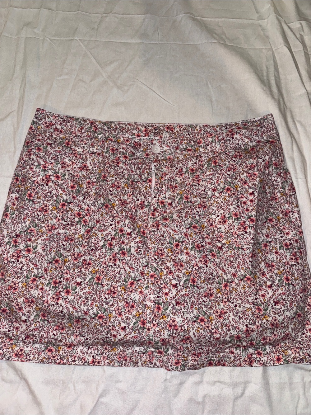 Floral Mini Skirt in Pink and White